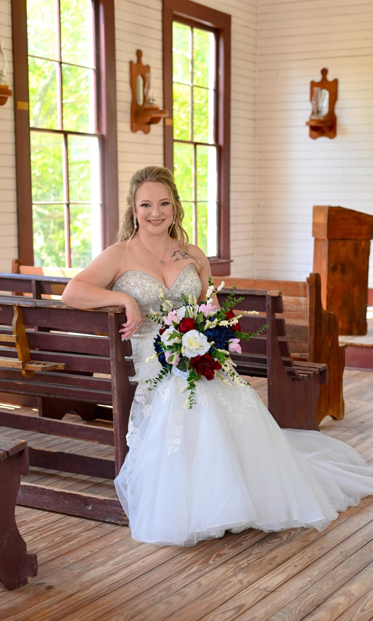 bride at a function posing for a photo